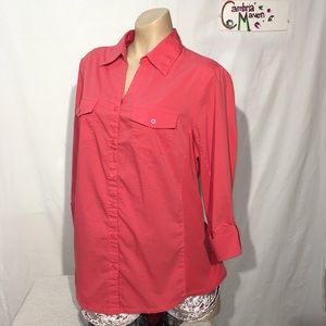 Cathy salmon 3/4 sleeve button down shirt